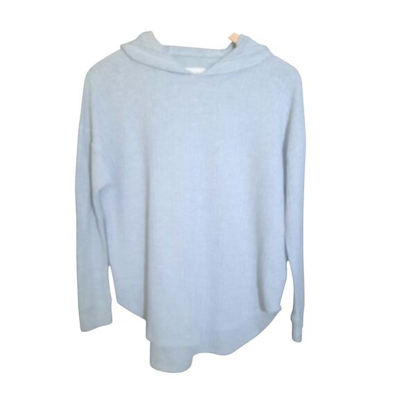 Chaser Womens Gray Drop Shoulder Waffle Thermal Shirtail Hem Hoodie Size Small - Picture 3 of 8